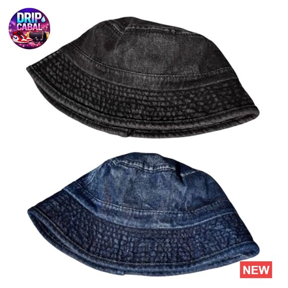 Cotton Denim Bucket Hats Packable Summer Sun Protection